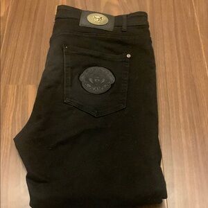 Black Skinny Jeans with Ribbed Texture